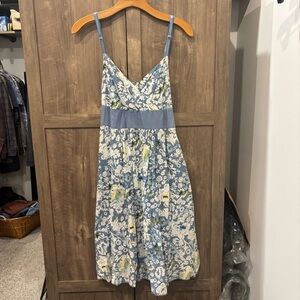 Derek Heart XL Dress Empire Waist Blue Floral Sleeveless Dress Babydoll midi